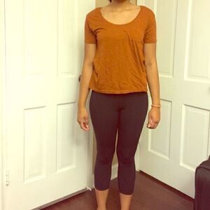 NWT Burnt orange rust boxy pocket M marled knit